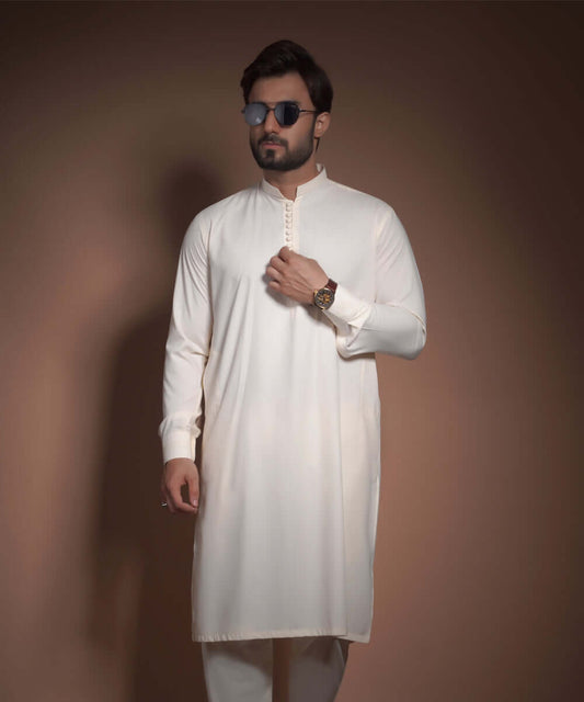 Bosci Cream Cotton/Viscose Blended IronEZ Kurta Pyjama