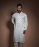Ash Blue Rawsilk Kurta