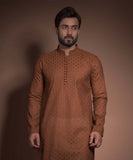 Burnt Sienna/Brown Diamond Textured Kurta