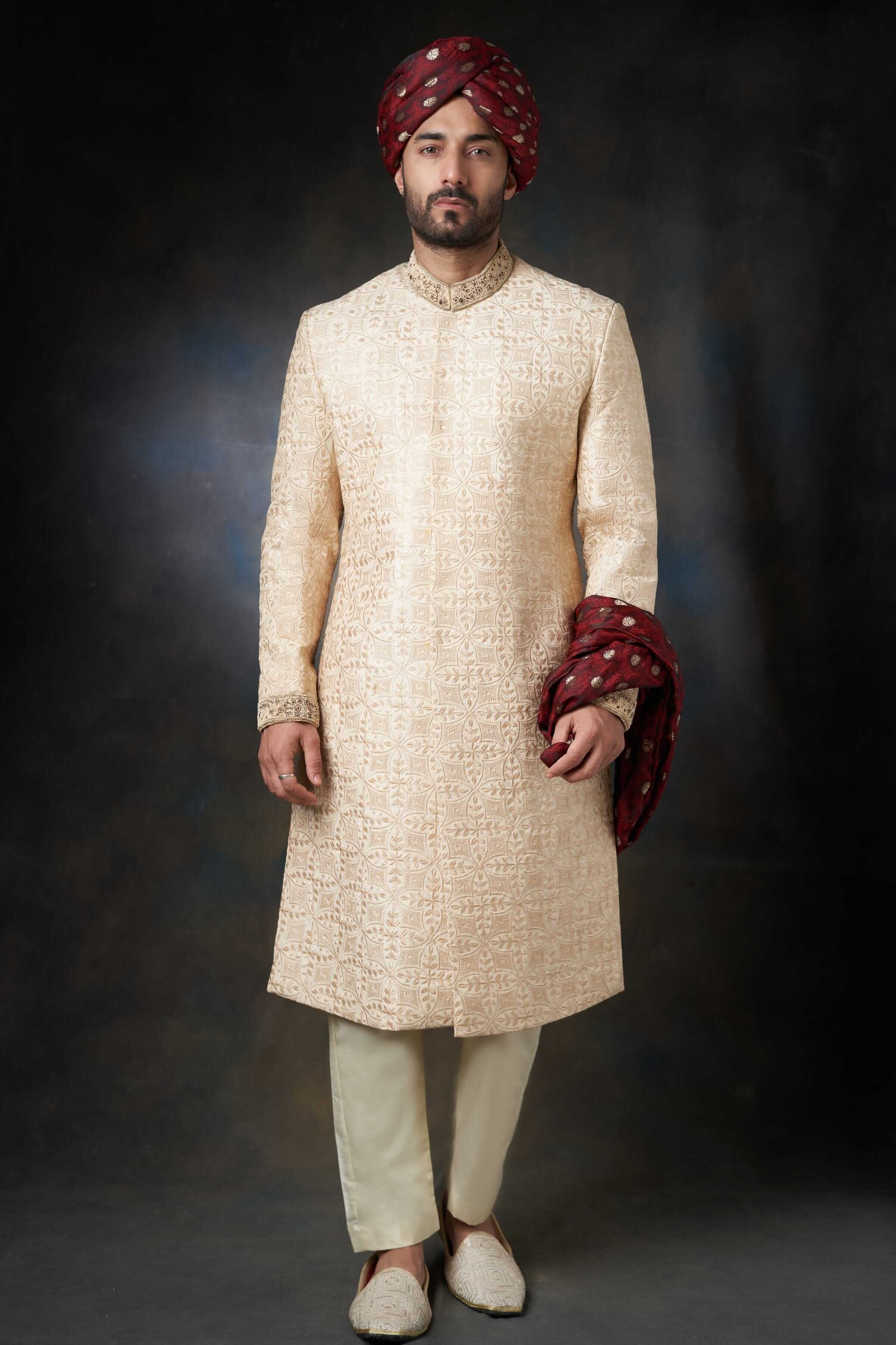 Almond Gold Sherwani for Men