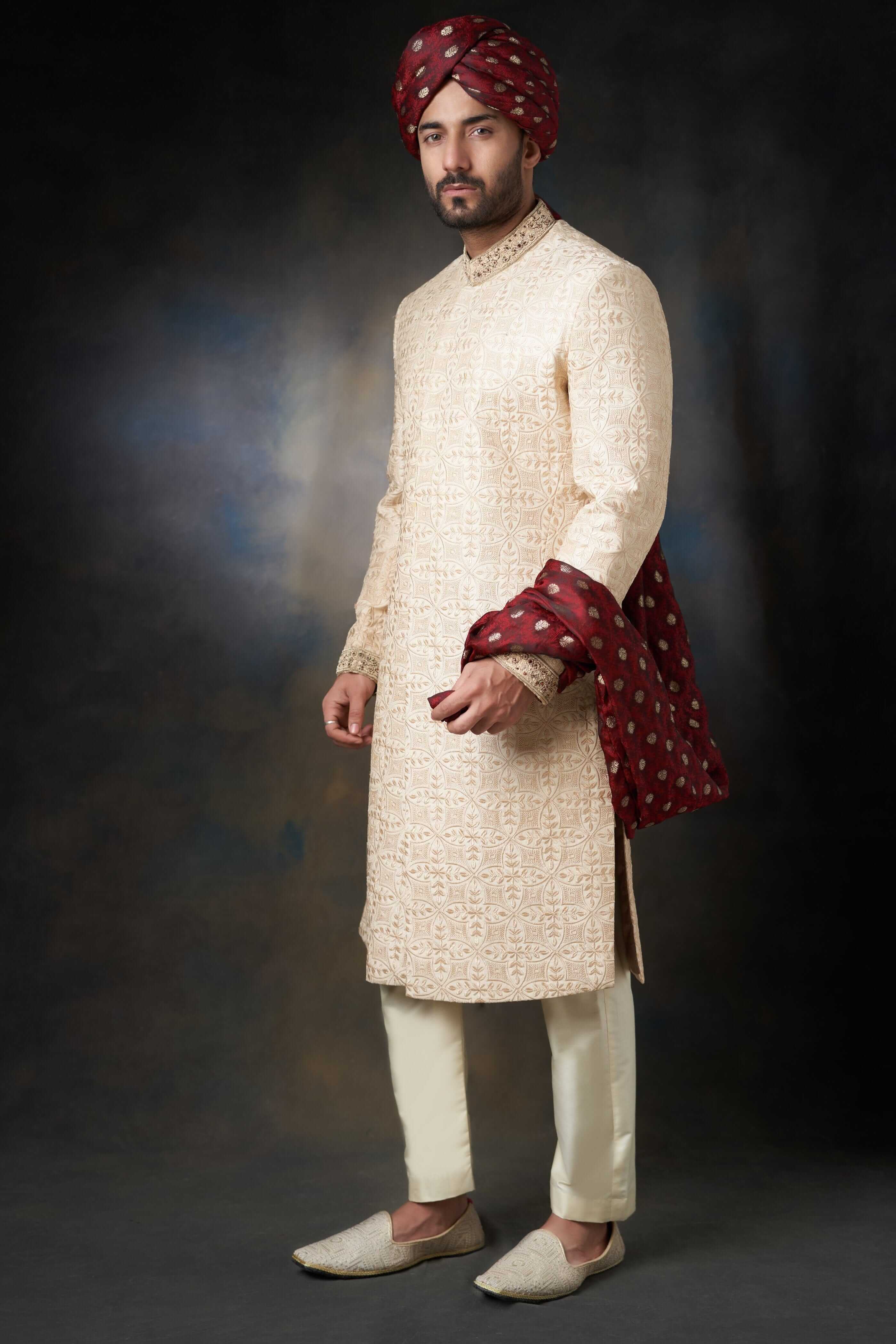 Almond Gold Sherwani for Men