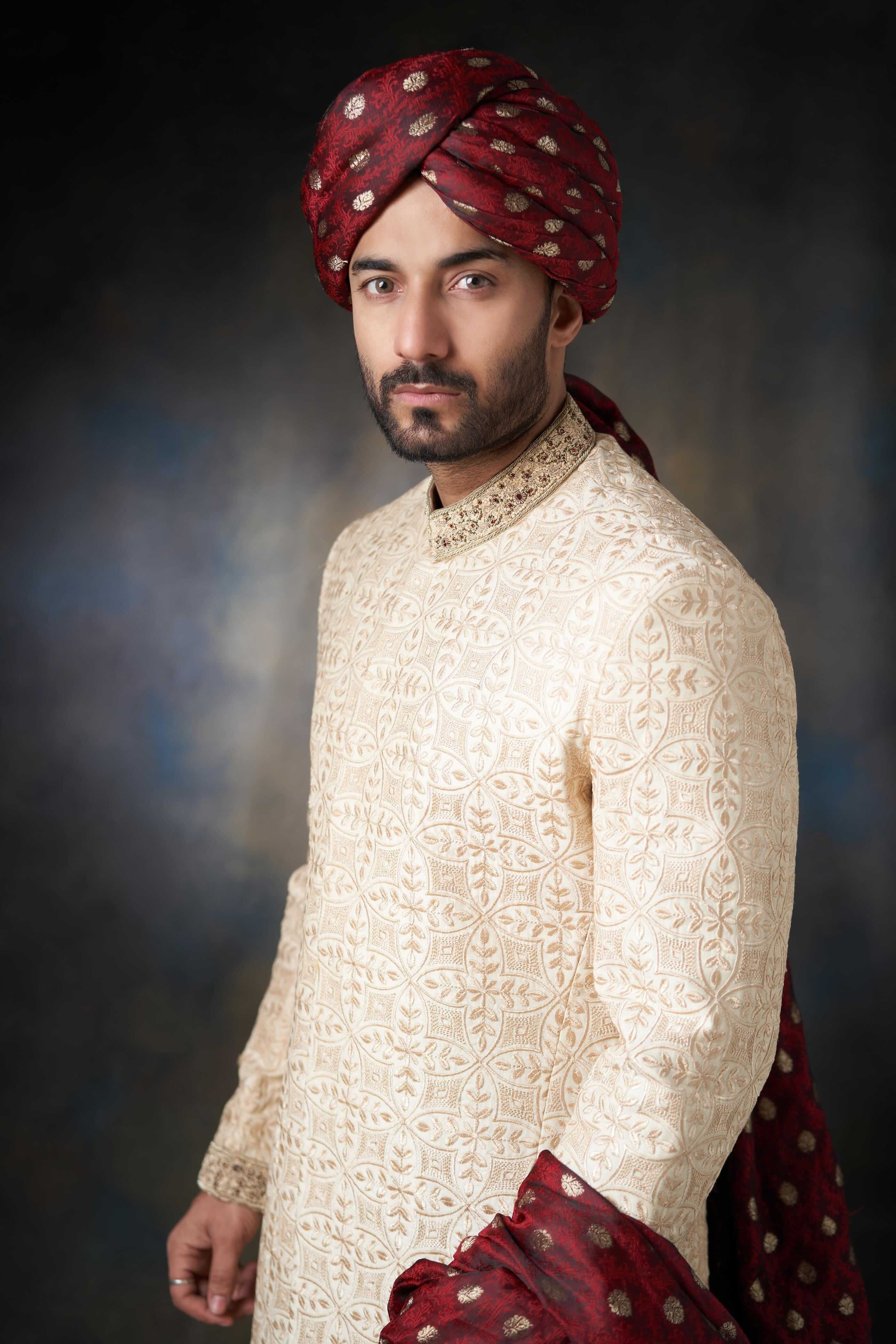Almond Gold Sherwani for Men