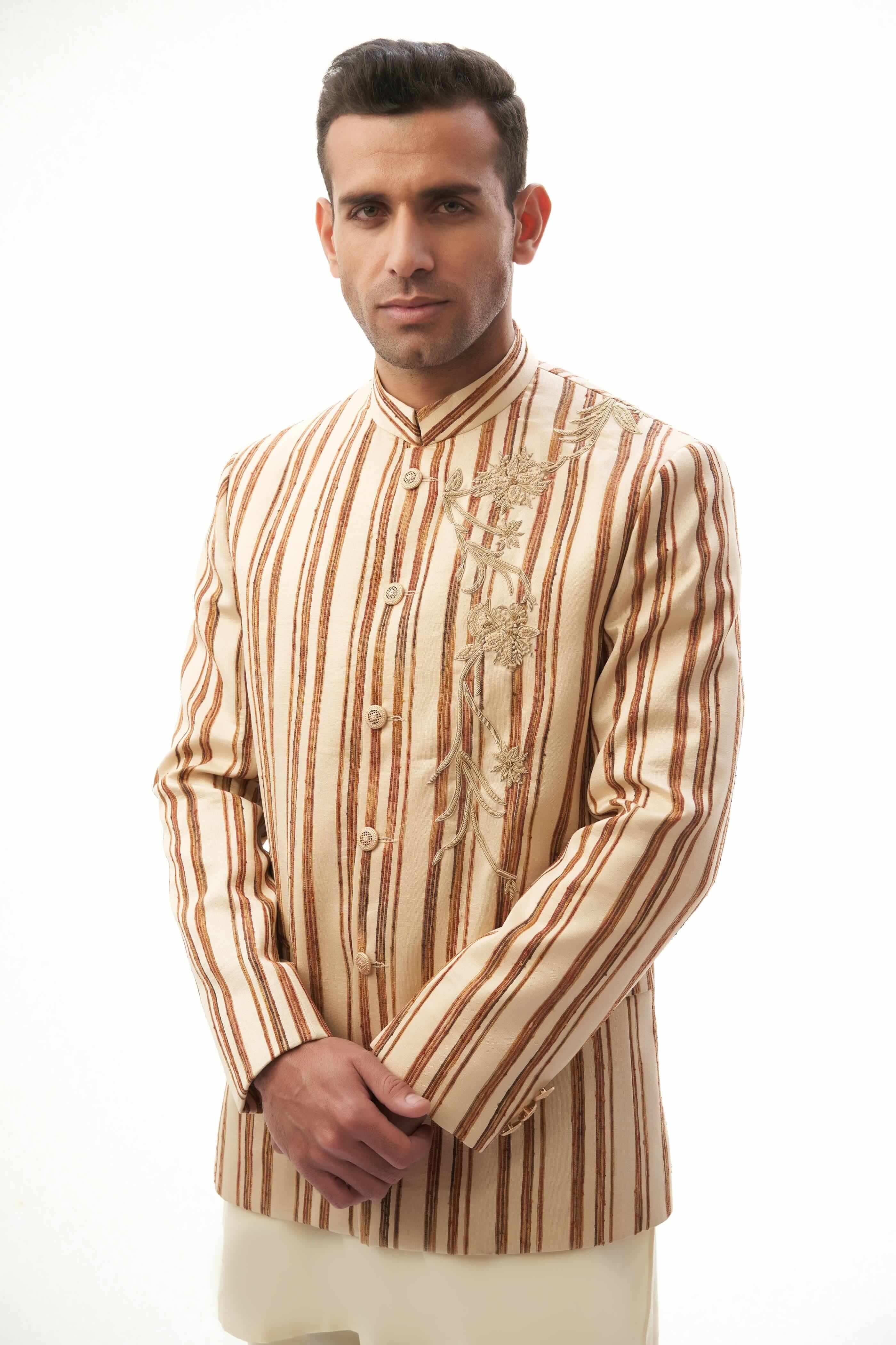 Brown & Beige Jacket with Classic Kurta Pyjama