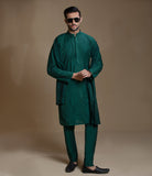Sooch'2026 - Dark Green Chikankari Kurta Pyjama Set with Patka