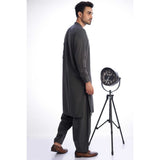 Dark Grey Textured Mens Shalwar Kameez