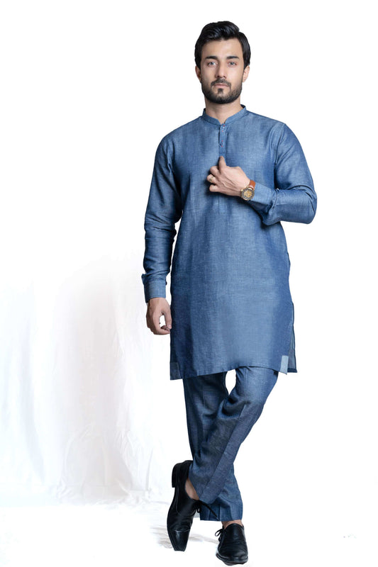Elegant Blue  Linen Kurta Pant