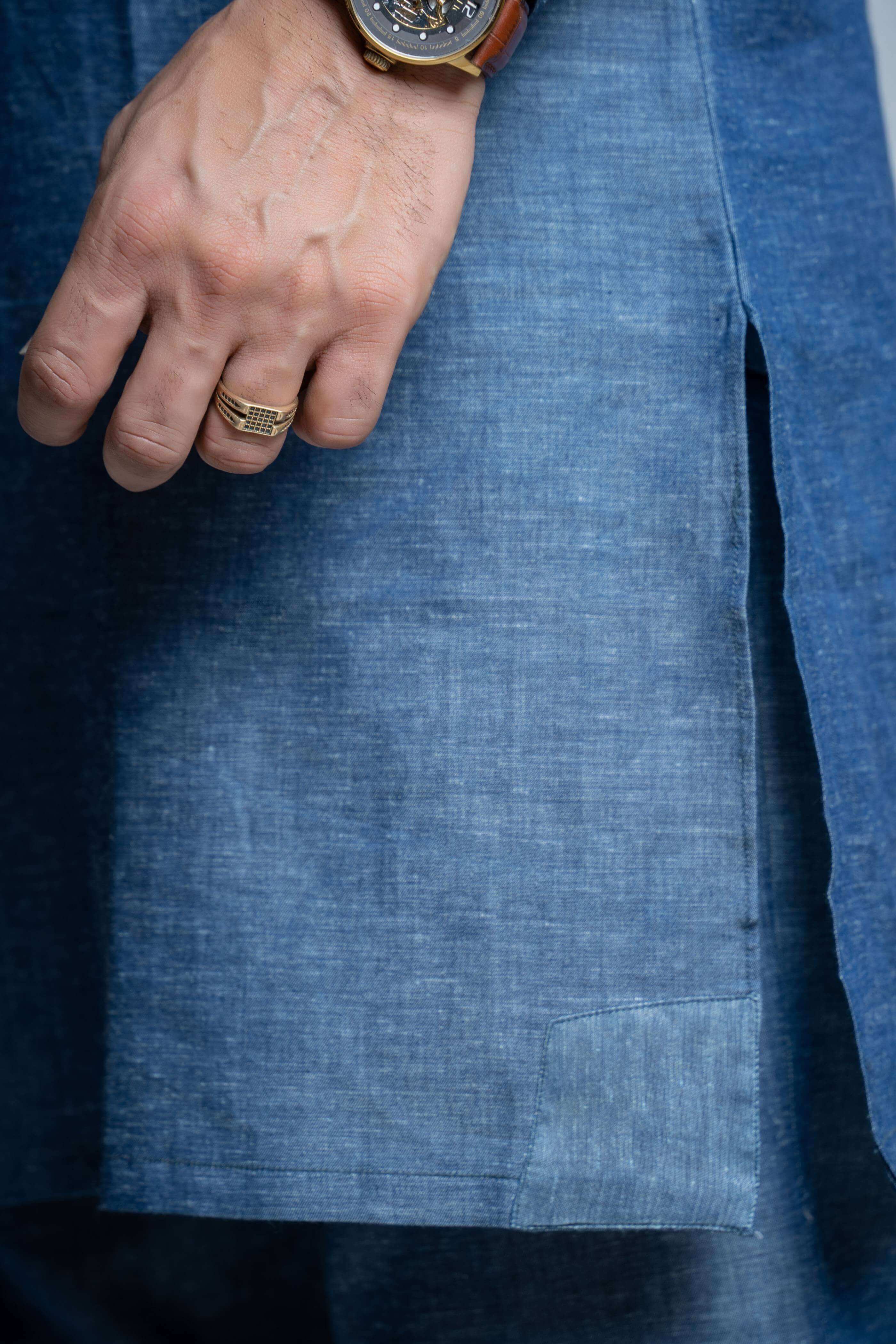 Elegant Blue Linen Kurta Pant