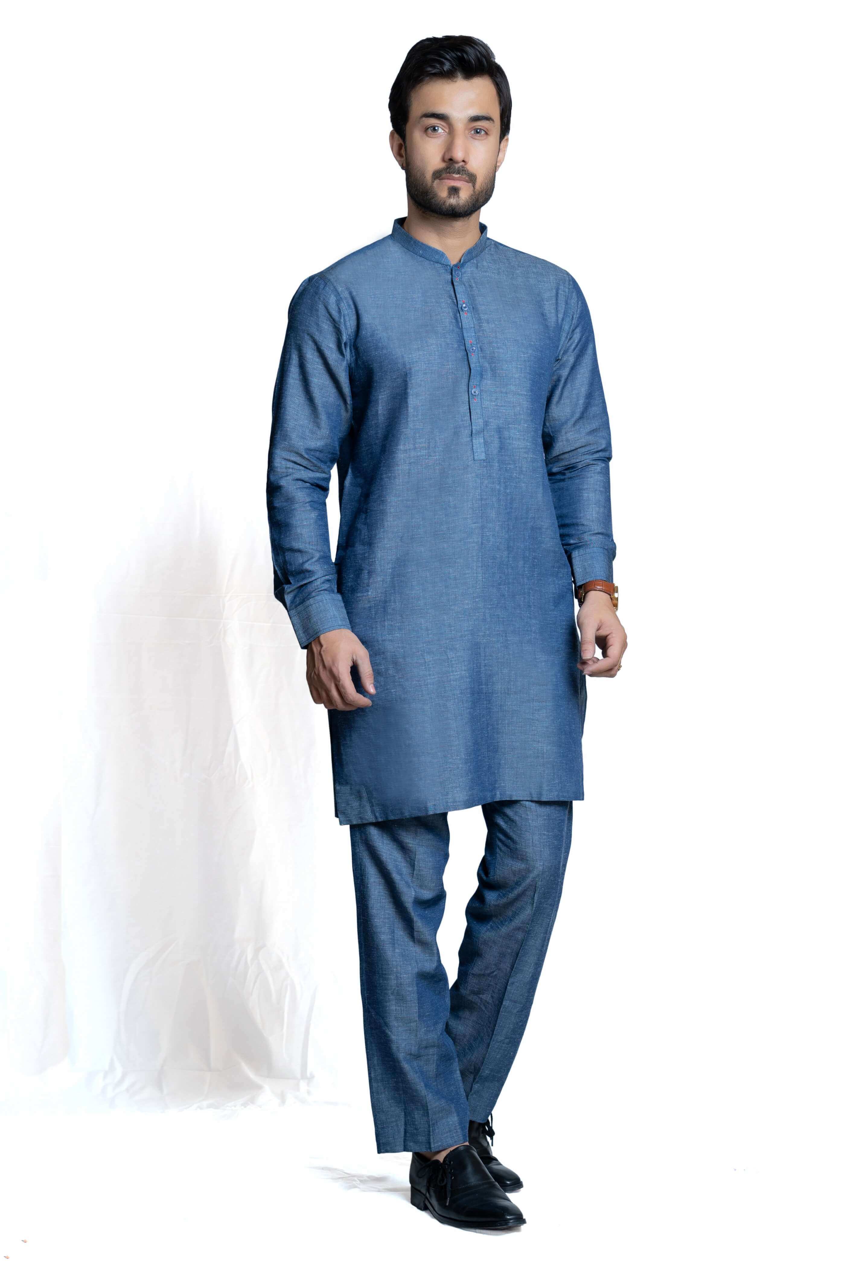 Elegant Blue Linen Kurta Pant