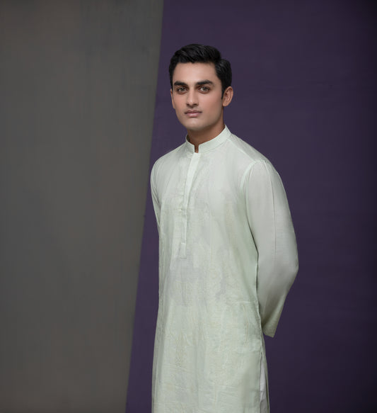 Pastel mint Cotton Jacquard