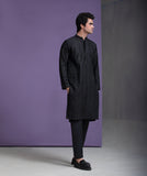 Black & Gold Zari all handwoven jacquard kurta & pyjama set
