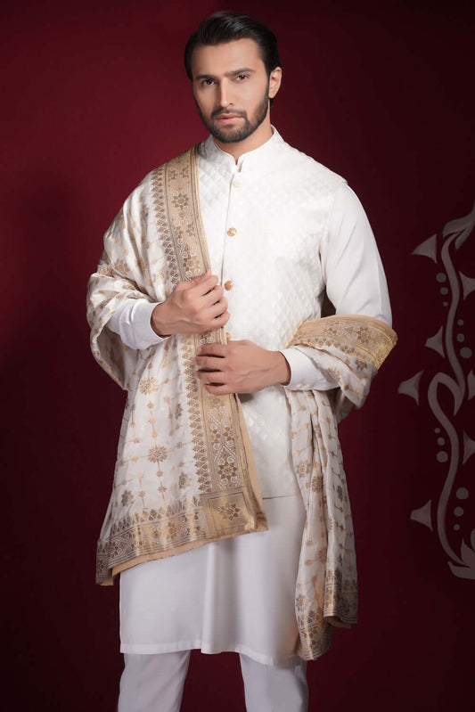 Pearl white Waistcoat Formen