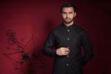 Jet Black Diamond Classic Signature Waistcoat Shawl Set.