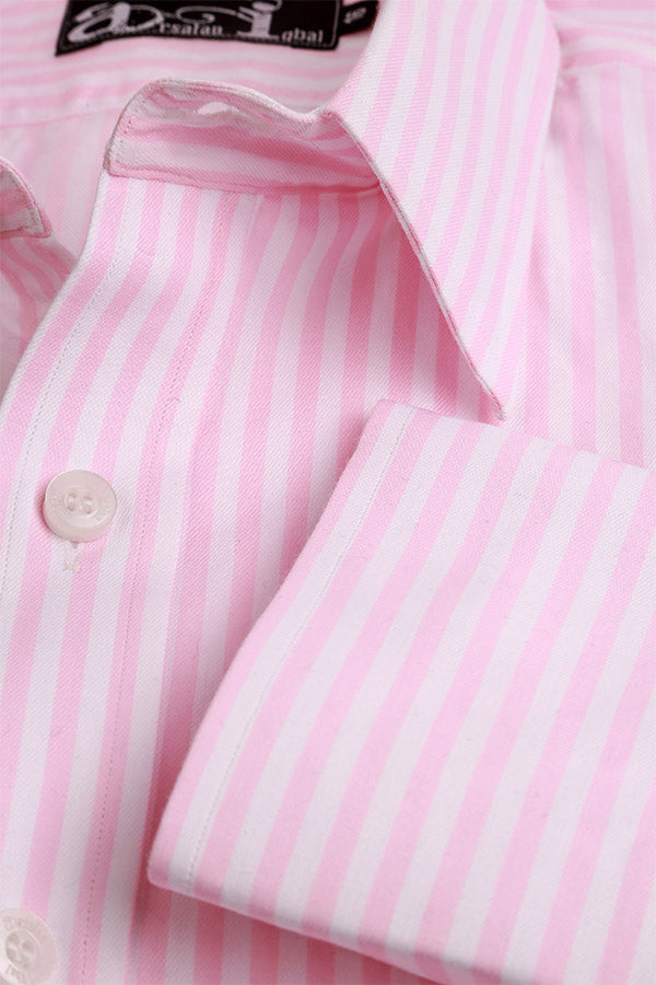 Light Pink Bengal Stripes Formal  Men Shirt