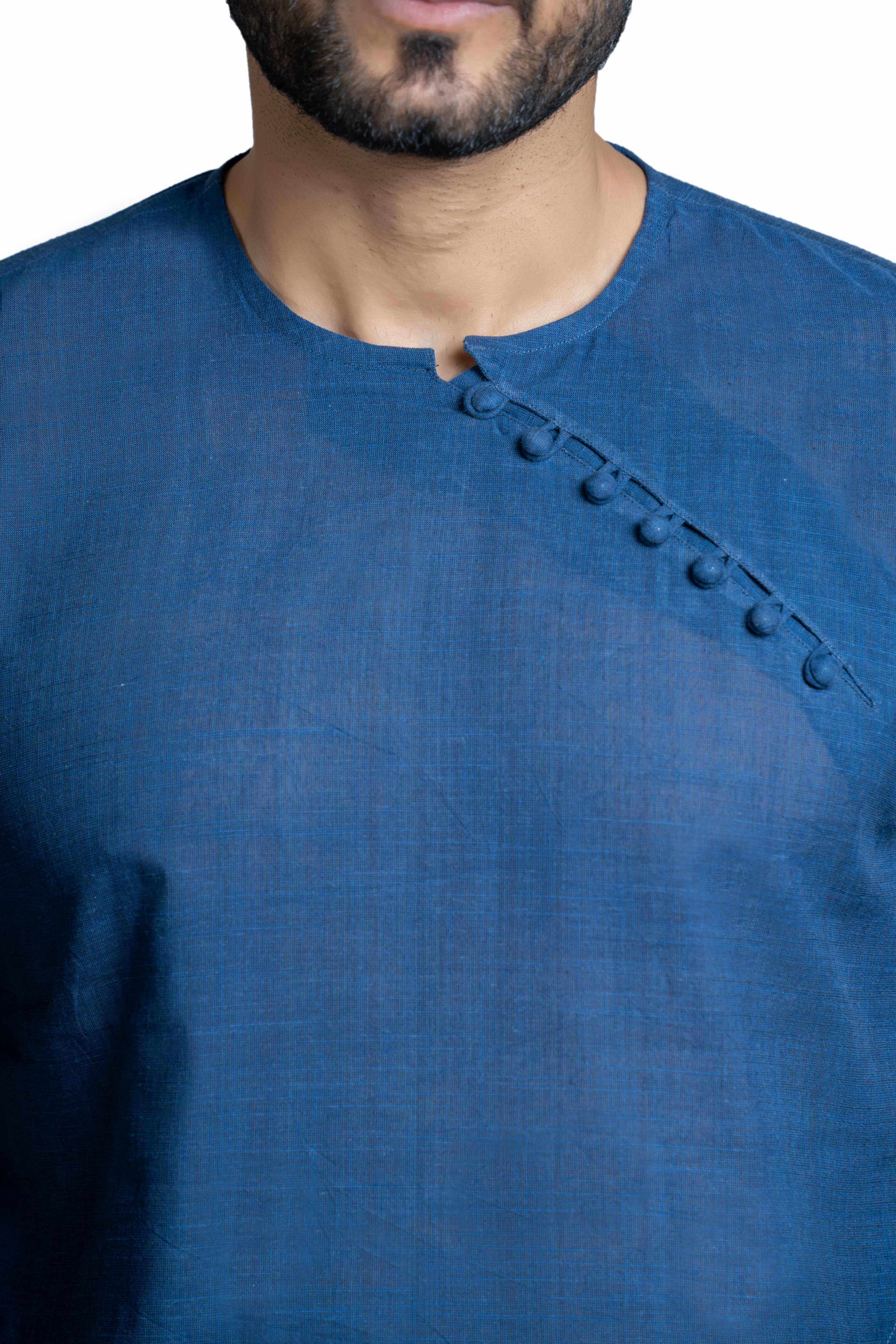 Pure Cotton Blue Kurta Pajama