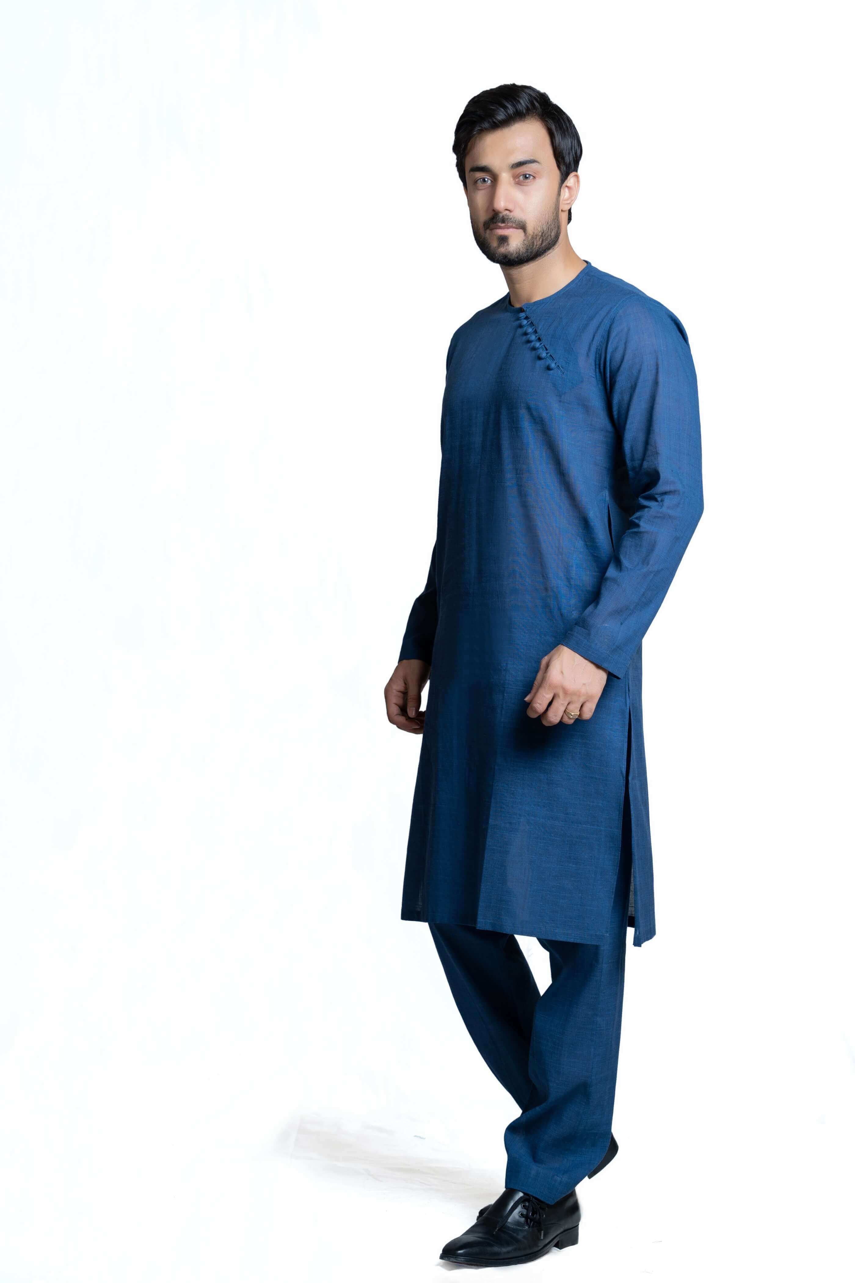 Pure Cotton Blue Kurta Pajama