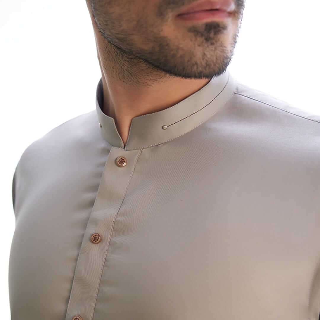 Silver Grey Men Cotton-fitted Kura taouser