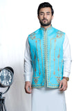 Sky Blue Men Waistcoat