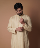 Beige symmetrical Embroidered Kurta & Pyjama Set