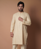 Beige symmetrical Embroidered Kurta & Pyjama Set