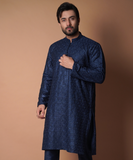 Kurta / Pants - Navy Blue Floral