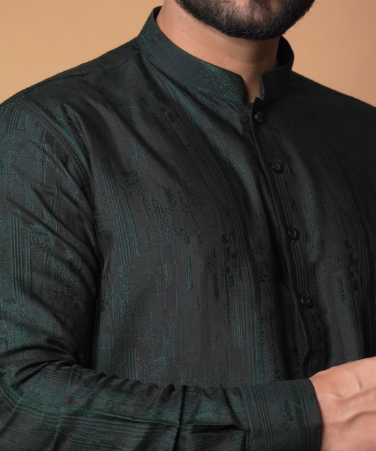 Jugnoo - Dark Green/Black cotton Jacquard
