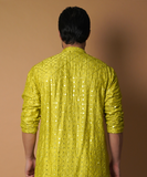 Dynamic 9mm - Olive Green embroidered kurta set