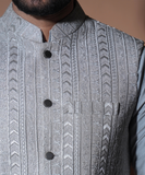 Rim Jhim - Ash Grey embroidered Waistcoat set