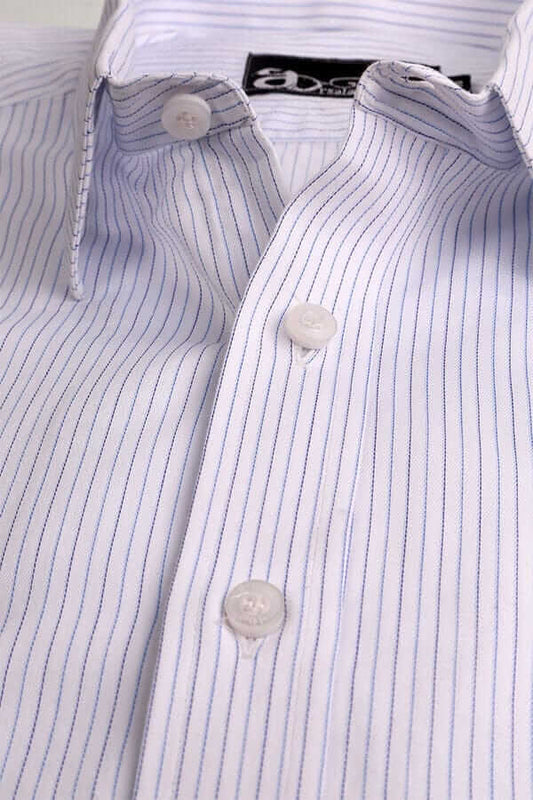 White Hairline Stripes Formal Shirt