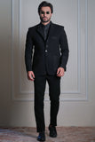 Men’s black designer 3-piece suit with textured detailing, tailored jacket and formal trousers premium menswear by Arsalan Iqbal.