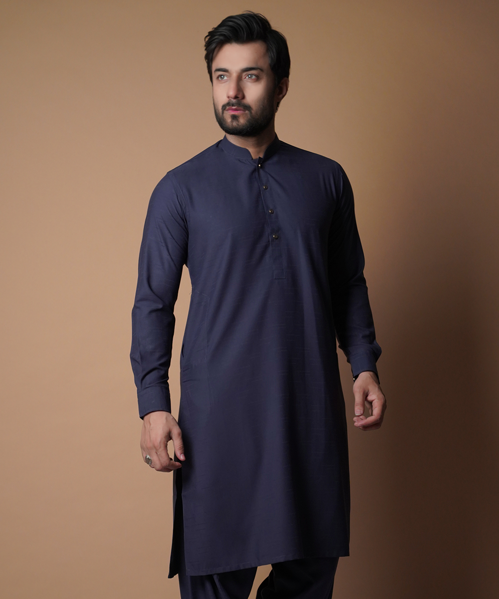 Ink Blue Shalwar Kameez - Traditional Men's Outfit