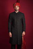 Jet Black Persian Zardozi Artwork Sherwani – Luxurious Sherwani with Handcrafted Persian Zardozi Embroidery