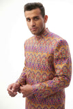 Rangeen-iye-Naubahar Multi-Colored Sherwani – Vibrant multi-colored sherwani featuring intricate designs for a traditional yet modern look