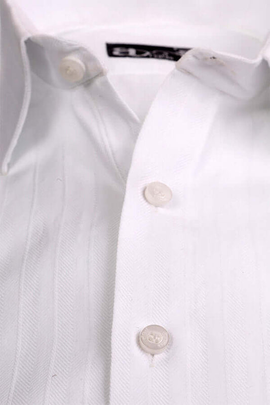 Men's White Box Pattern Formal Shirt
