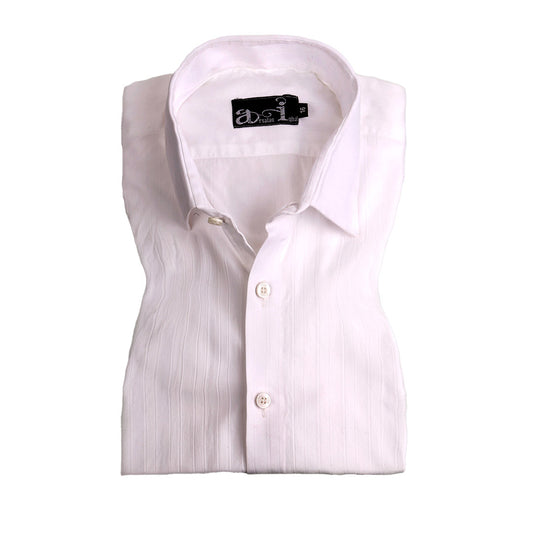 Men's White Box Pattern Formal Shirt