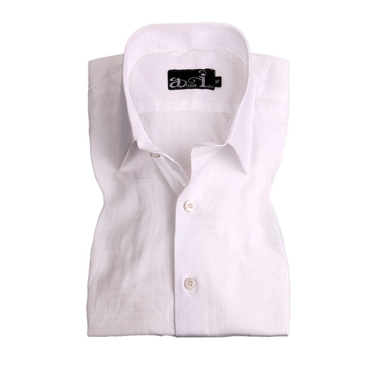 White Box Pattern Slim Fit Shirt