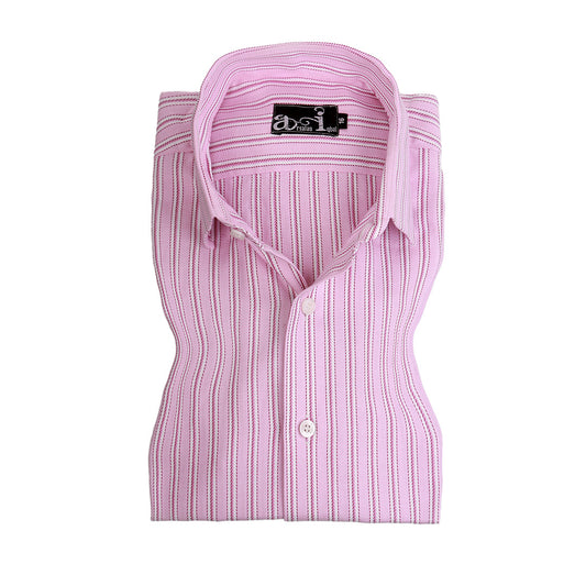 Classic Pink & White Striped Precision Formal Shirt