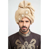 Antique Dull Gold and Charcoal Brocade Sherwani with intricate embroidery
