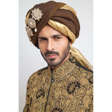 Black and Gold Pure Jamavar Silk Form-Fitted Sherwani with luxurious embroidery