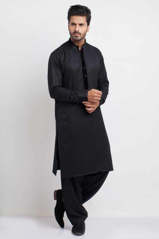 Black Soft Cotton Shalwar Kameez