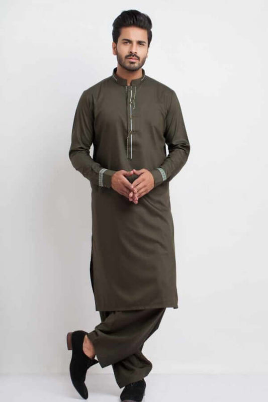 Deep Olive Green Shalwar Kameez AI-SHKZ-00148