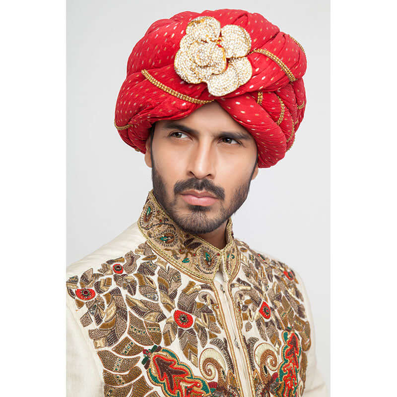 Ivory Raw Silk Form-Fitted Sherwani with elegant embroidery and sleek design