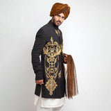 Black Form-Fitted Short Sherwani with sleek design and modern fit