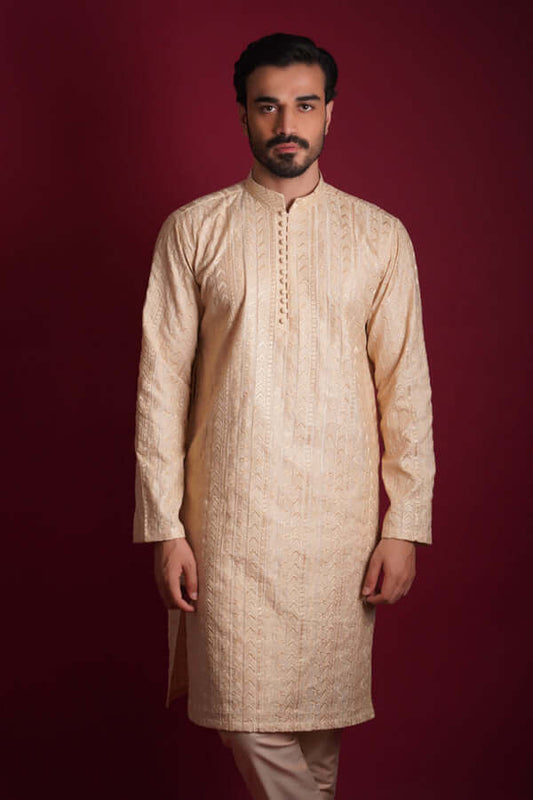 Premium Cotton Gold ChikenKari Kurta/Pyjama