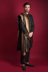 Jet Black Cordoba Artwork Sherwani