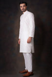 Pearl White Kurta Pyjama Pants Set.