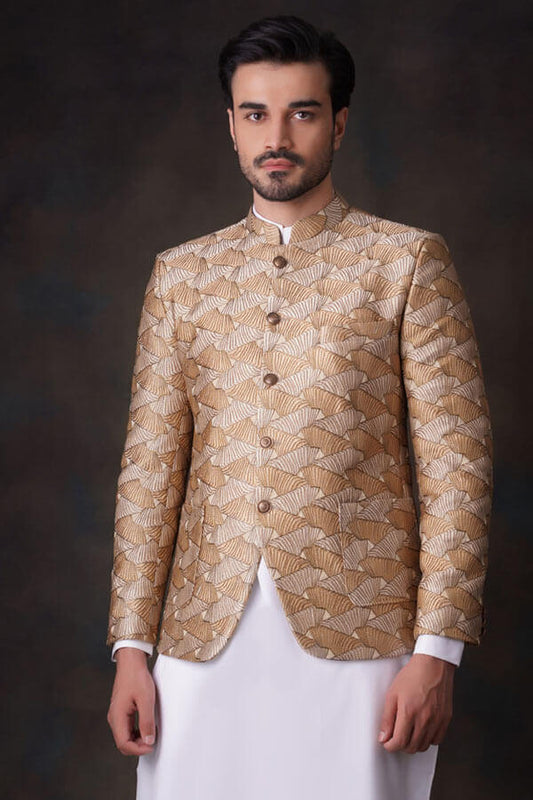 Shades of Gold - All Embroidered Prince Jacket.