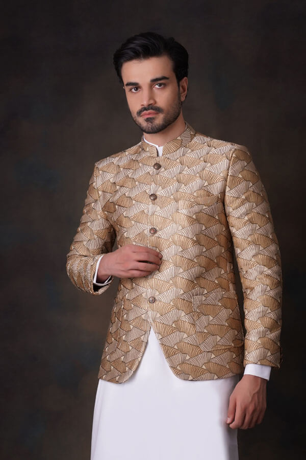 Shades of Gold - All Embroidered Prince Jacket.