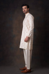 Cream persian chikenkari (soft cotton) Kurta Pant.