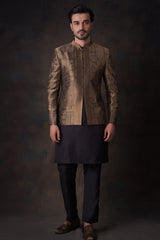 Black and Gold Persian Pure Silk Prince Coat.