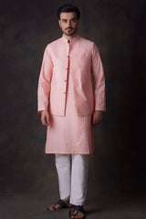 Peach Diamond Embroidered Sheer kurta